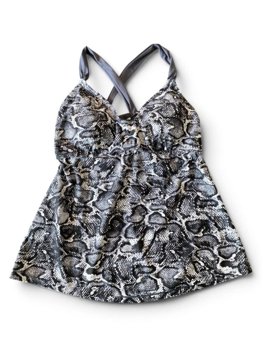 Kona Sol Animal Print Crisscross Strap Tankini Top Small